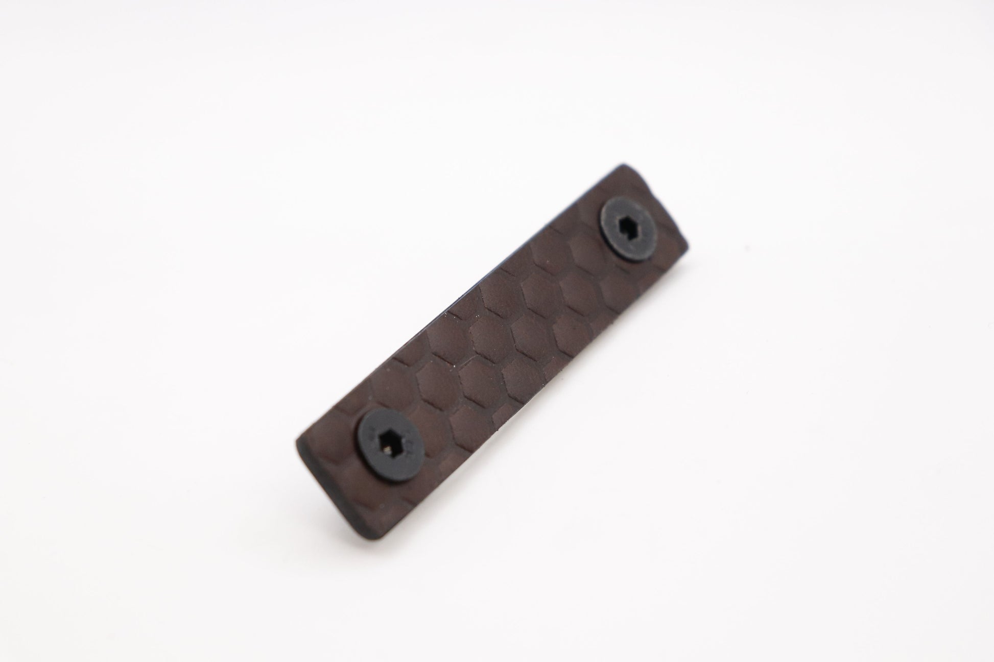 Handcrafted leather rail grip for MLOK rifle rails, featuring a textured surface with 1mm of g10 material on back for heat resistance, cool, new, best handguard.