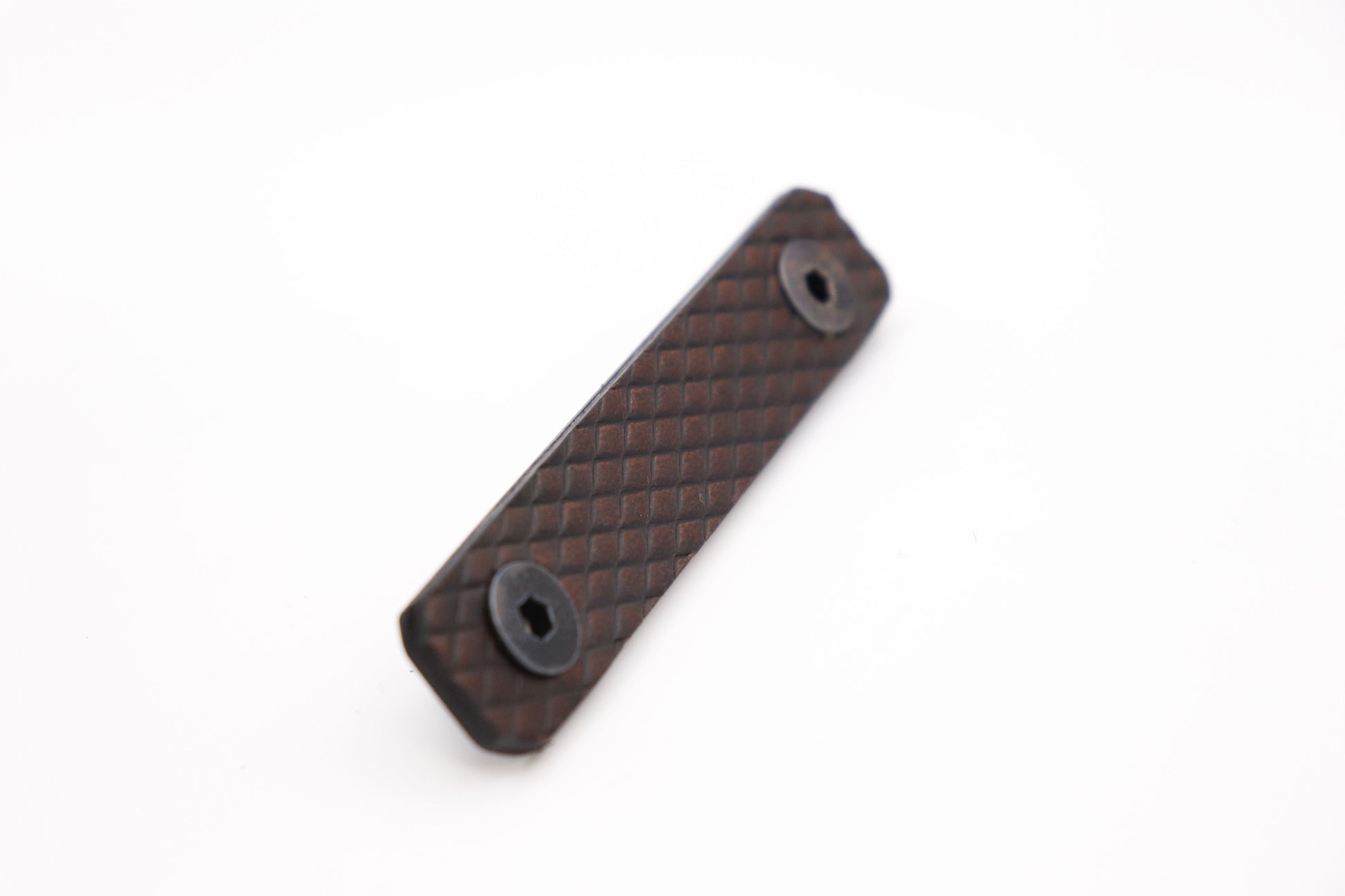 Handcrafted leather rail grip for MLOK rifle rails, featuring a textured surface with 1mm of g10 material on back for heat resistance, cool, new, best