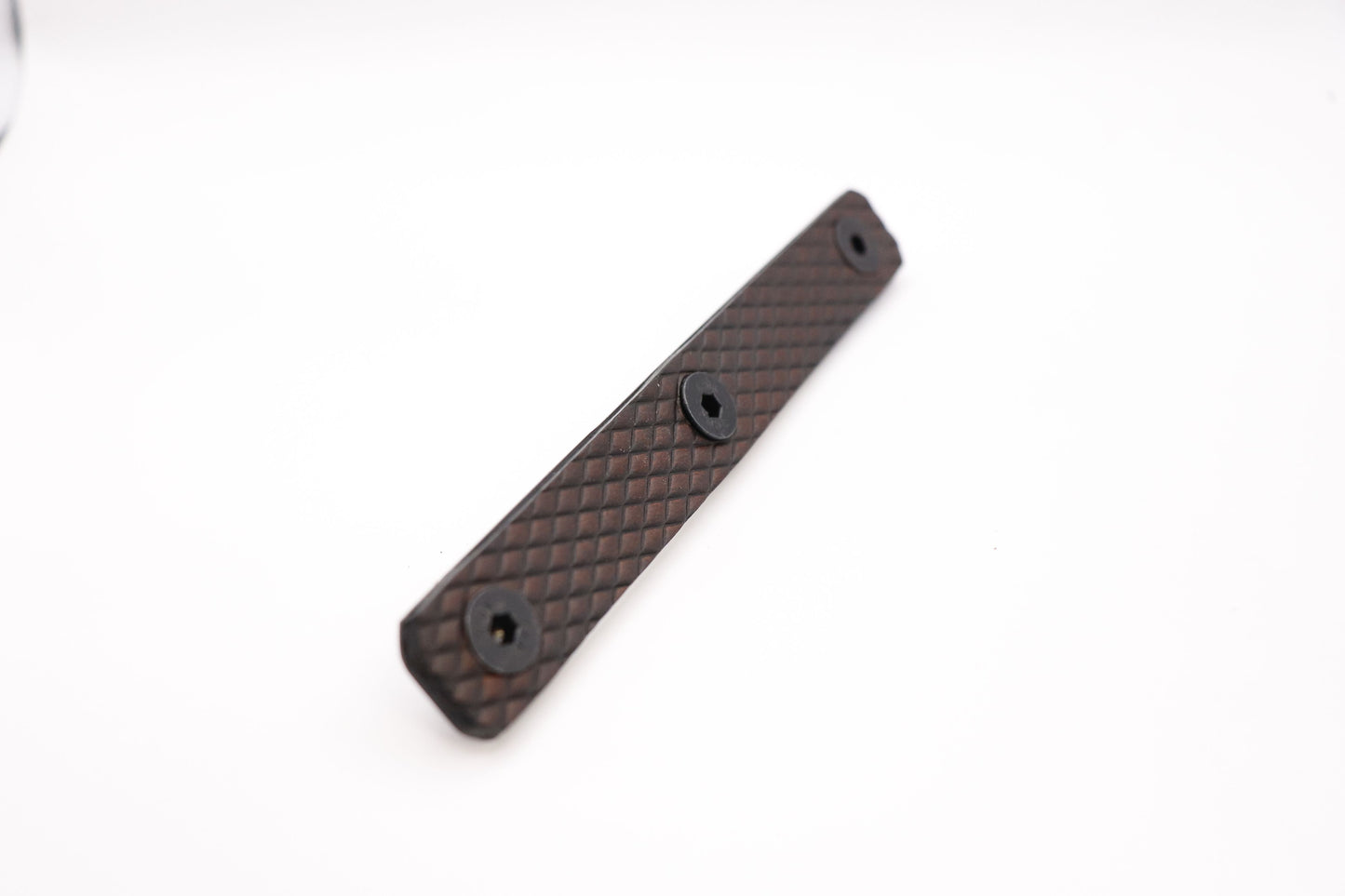 Handcrafted leather rail grip for MLOK rifle rails, featuring a textured surface with 1mm of g10 material on back for heat resistance, cool, new, best handguard.